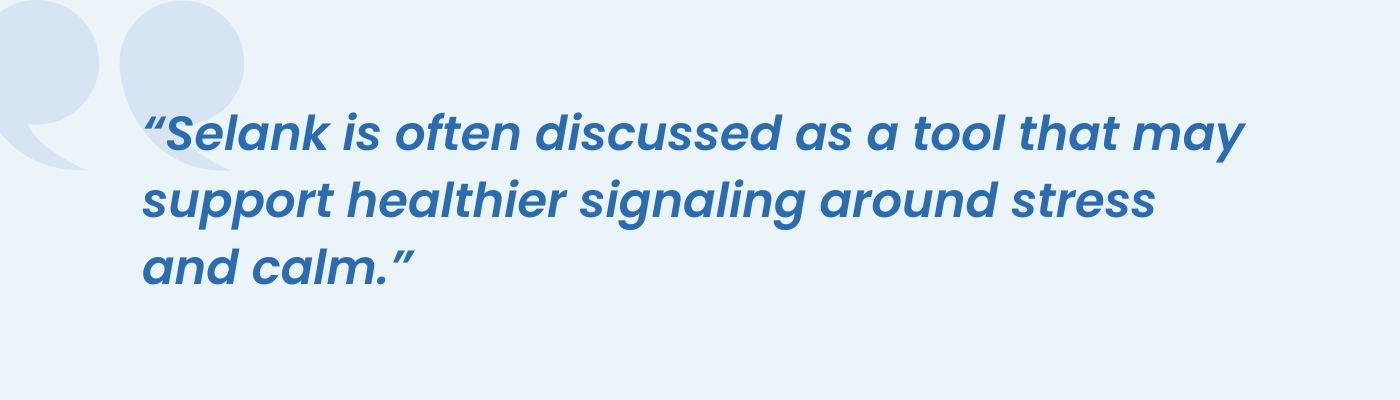 Pull quote describing Selank as a tool that may support healthier stress and calm signaling