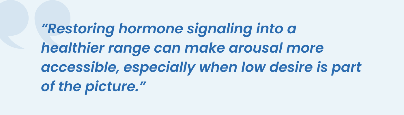 Pull quote on restoring hormone signaling to a healthier range to make arousal more accessible