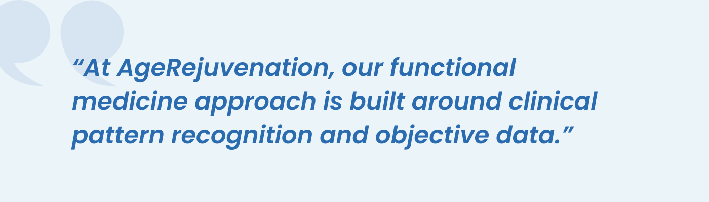Pull quote on a functional medicine approach using clinical pattern recognition and objective data
