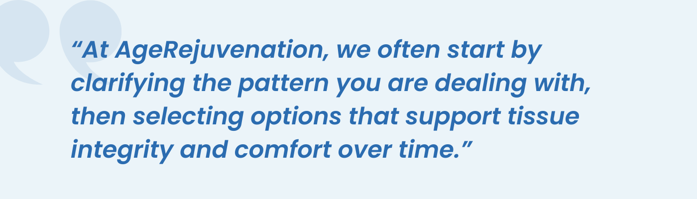 AgeRejuvenation quote on clarifying patterns and supporting tissue integrity and comfort