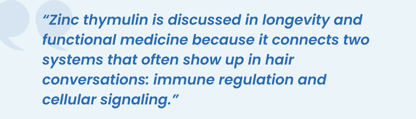 Pull quote on zinc thymulin connecting immune regulation and cellular signaling