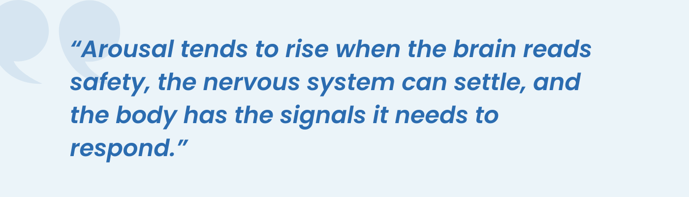 Pull quote on how nervous system safety supports arousal and desire through hormone therapy