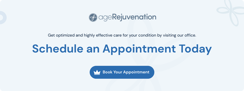 AgeRejuvenation banner inviting patients to schedule an appointment today
