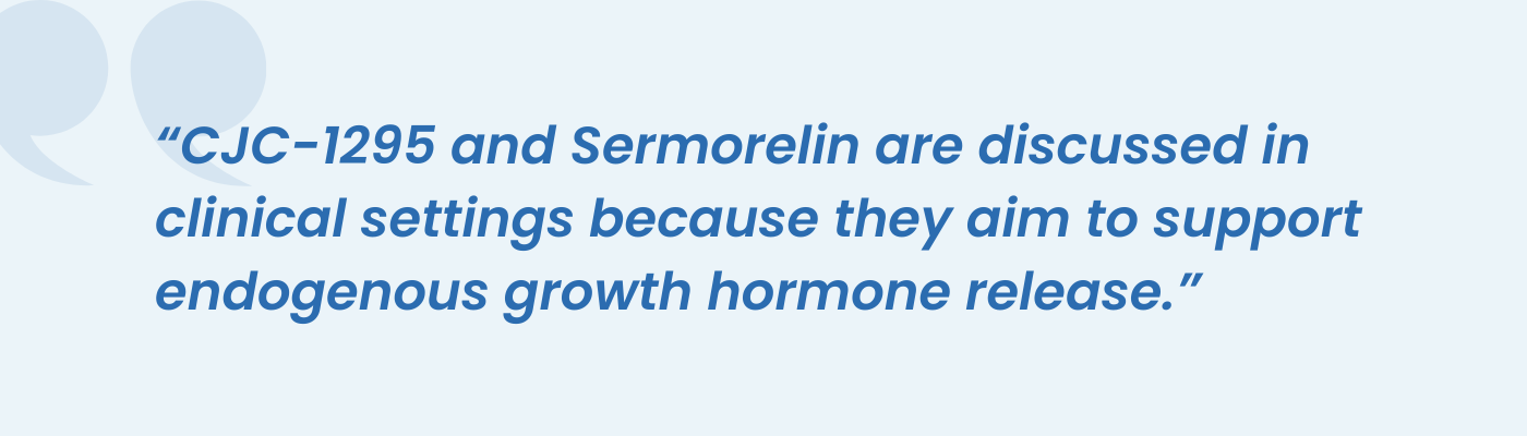 Pull quote noting CJC-1295 and Sermorelin support endogenous growth hormone release