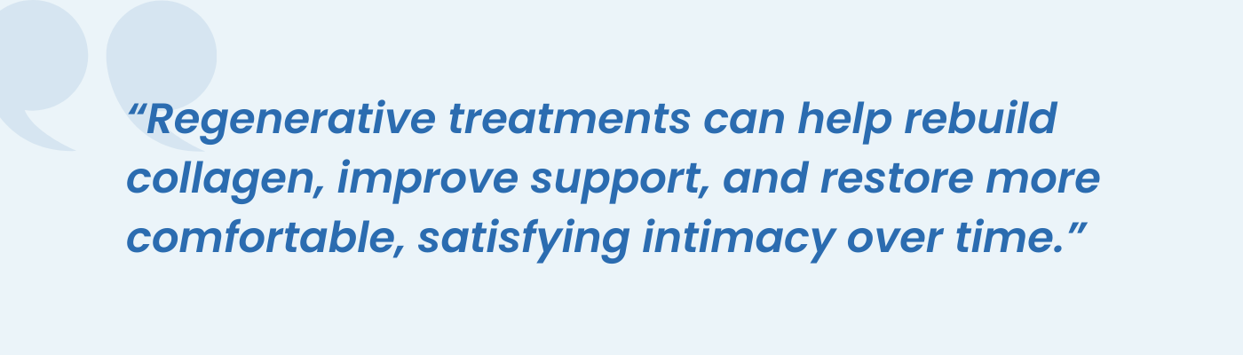 Quote on regenerative treatments rebuilding collagen to restore comfortable intimacy
