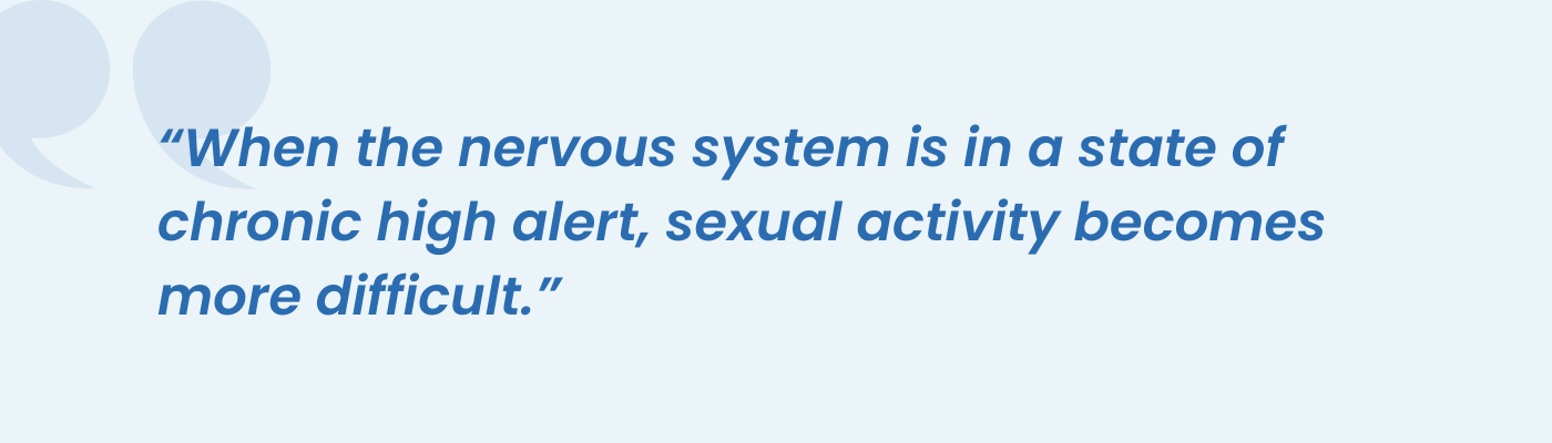 Pull quote noting that a nervous system on chronic high alert makes sexual activity harder